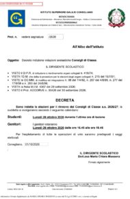 Indizione votazioni scolastiche Consigli di Classe A.S. 2026/2027